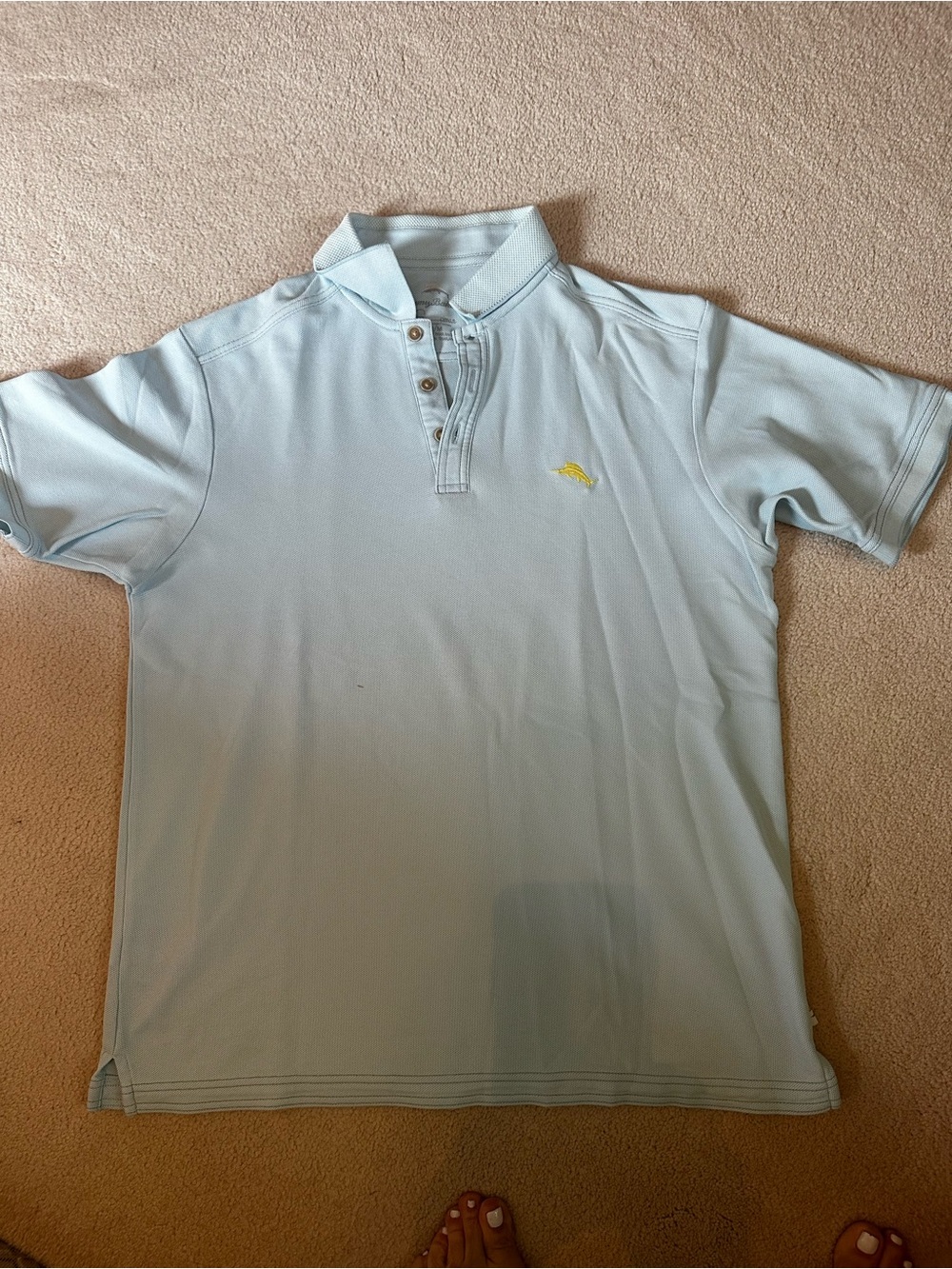 Tommy Bahama Light Blue Short-Sleeve Polo with Button Placket